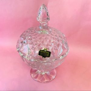 Antique crystal vase with lid